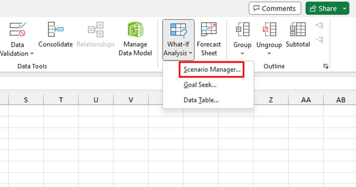 Scenario Manager Excel