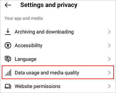 Select-Data-usage-and-media-quality-Instagram-app