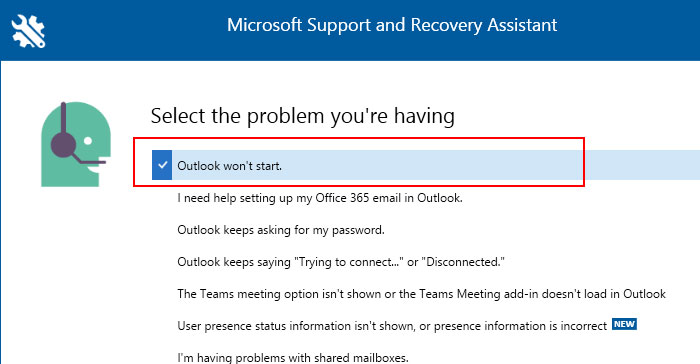 Select-your-Outlook-issue