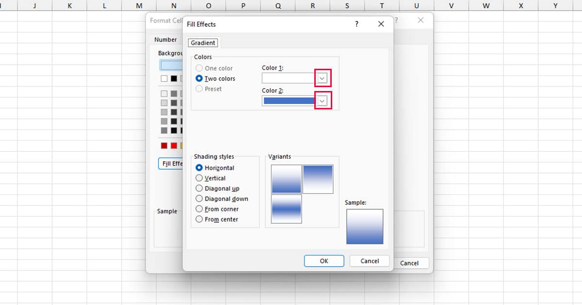 Set Gradient Color in Excel