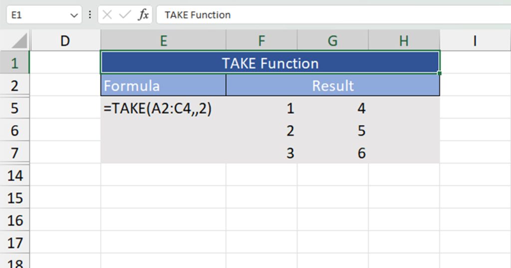 Use TAKE to extract first two columns from an Array