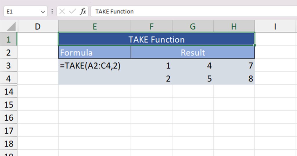 Use TAKE to extract first two rows from an Array