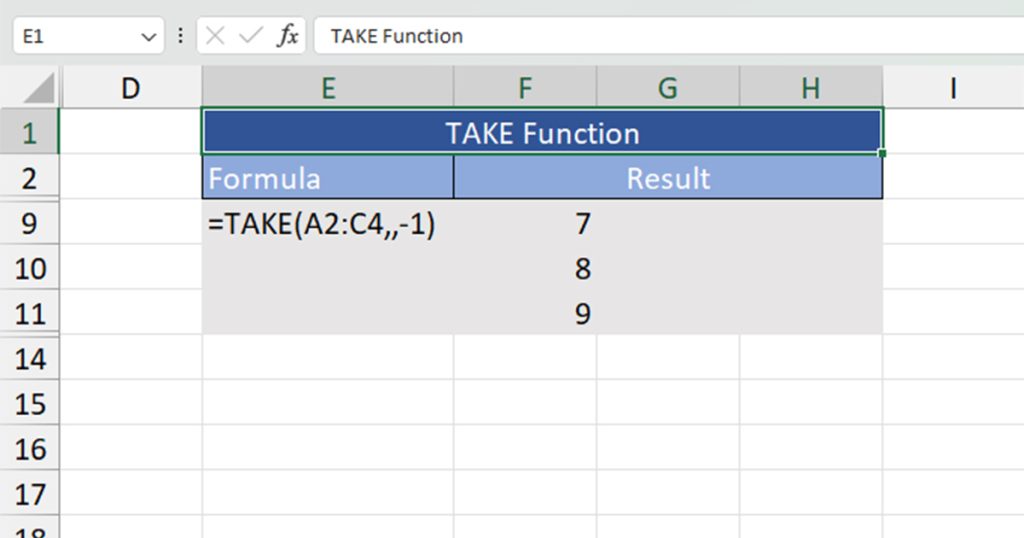 Use TAKE to extract last column from an Array
