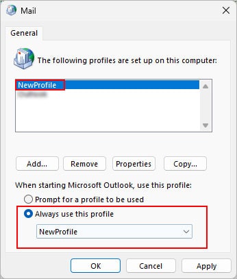 Use-the-newly-created-Outlook-profile