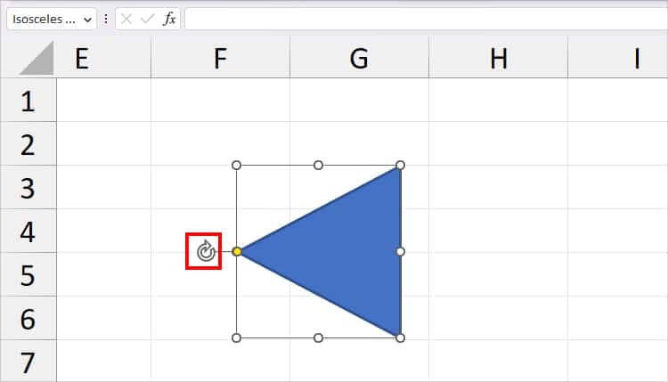 Using the Rotate Cursor, rotate the Triangle towards the left