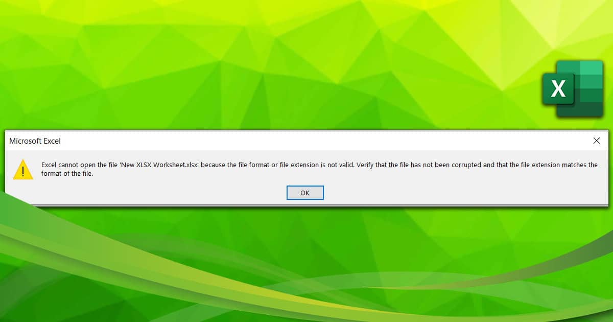 Fix Excel Cannot Open The File Because The File Format Or File Extension Is Not Valid 2139