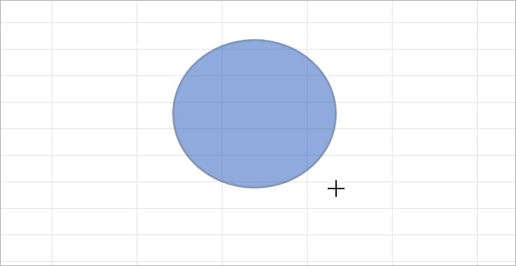 using the Plus cursor, draw a Circular shape on your sheet