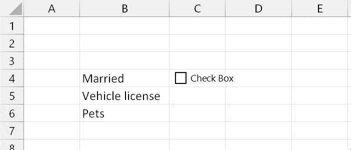Add yes no checkbox Excel
