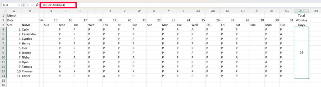 how-to-make-a-monthly-attendance-sheet-in-excel-with-formula