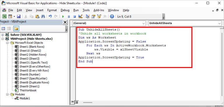 How to Hide or Unhide Excel Sheets