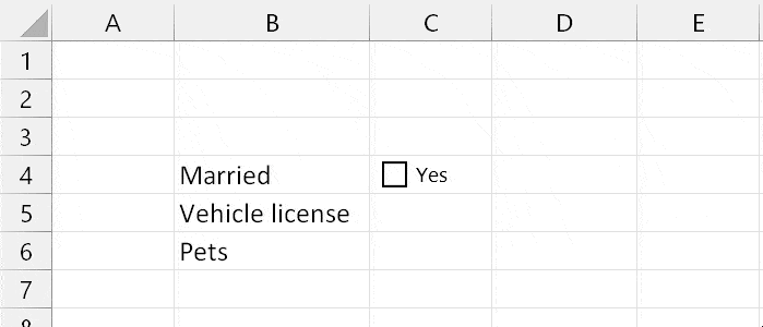 Create multiple checkboxes using Fill handle Excel