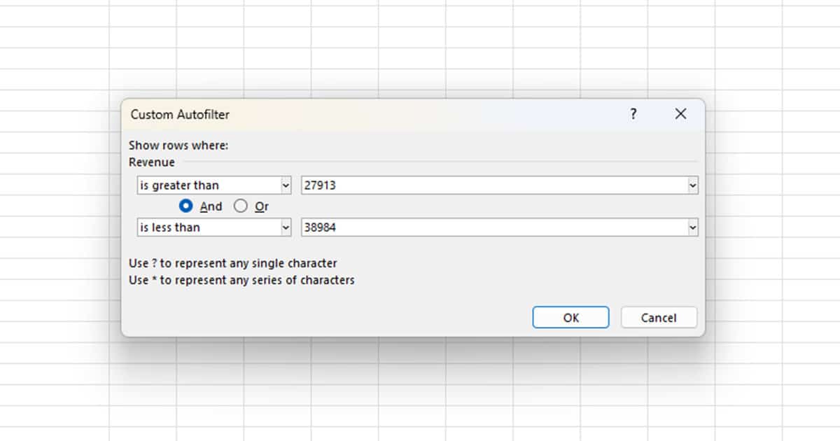 Custom Autofilter Excel