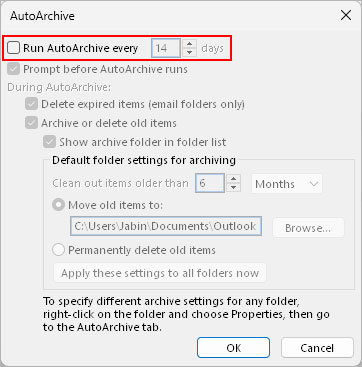 Disablle-AutoArchive-to-run-in-x-number of -days