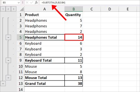 How To Calculate Subtotal Function In Excel