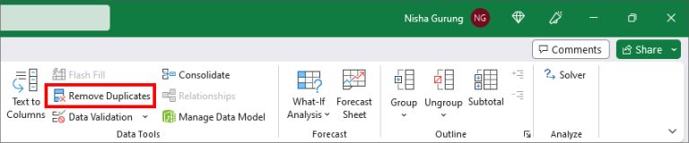 How to Remove Duplicate Rows Based on One Column in Excel