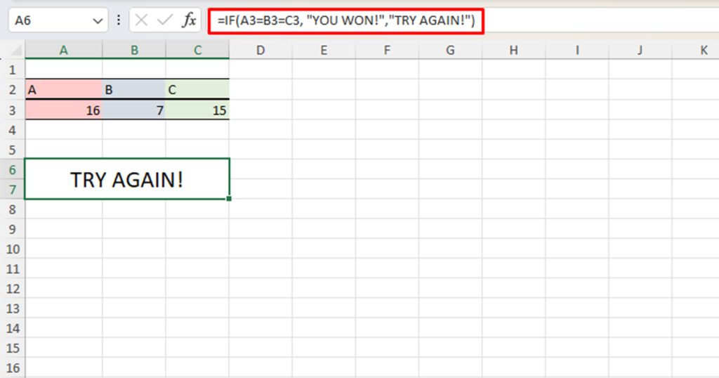 IF function in Excel