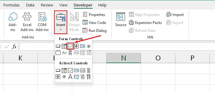 Insert-checkbox-Excel