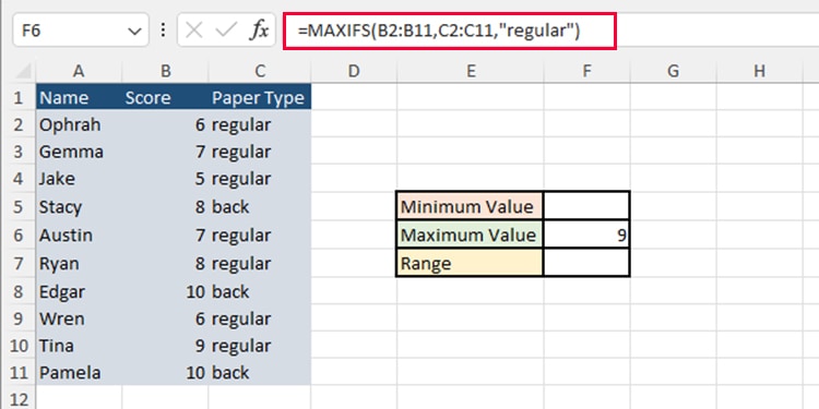 MAXIFS function in Excel