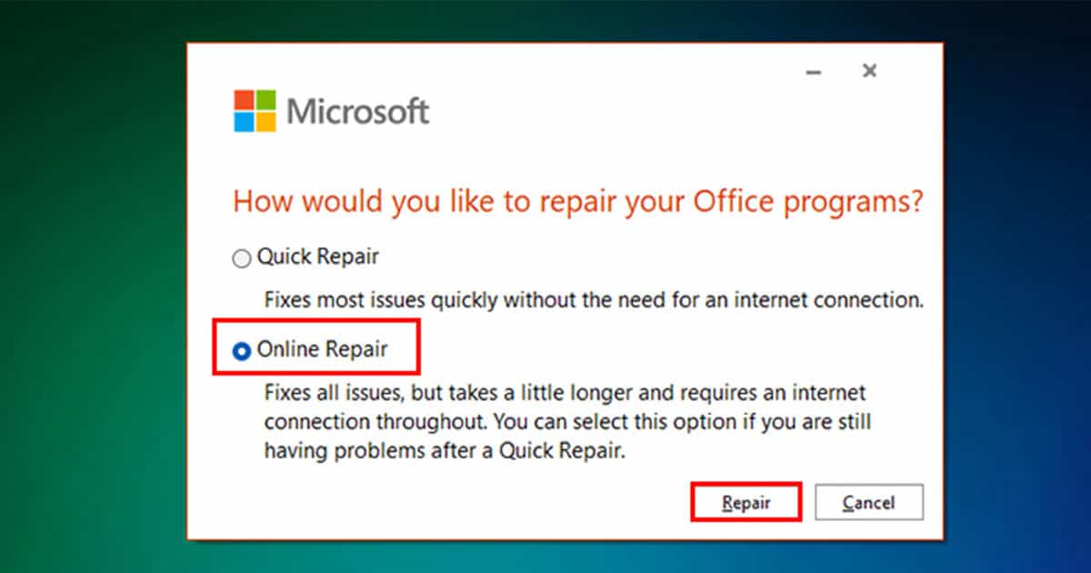 Office Online Repair