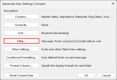 Outlook-Filter-settings