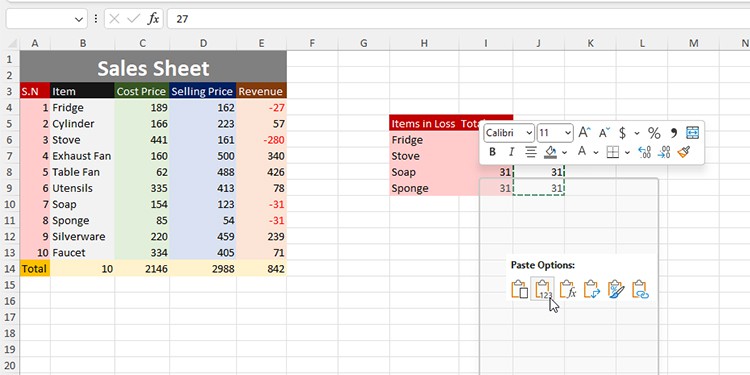 Paste as Static Values in Excel