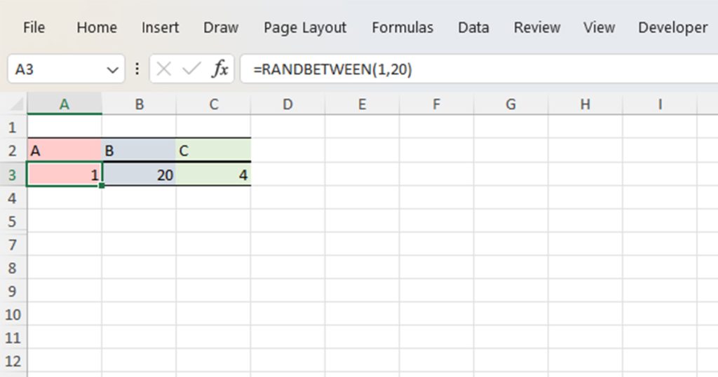 RANDBETWEEN function Excel