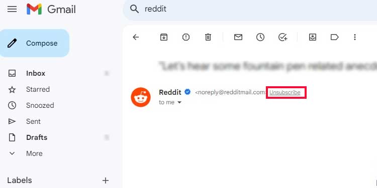 Tap on the Unsubscribe button on the top left beside the Reddit icon