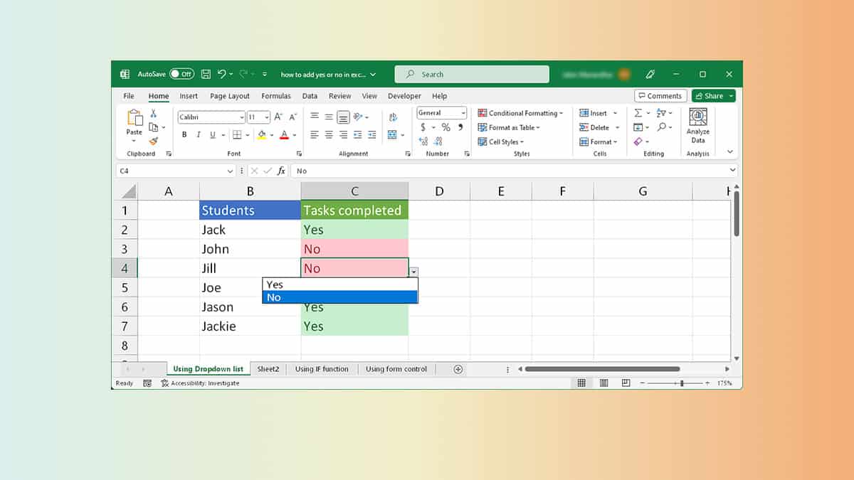 how-to-add-yes-or-no-in-excel