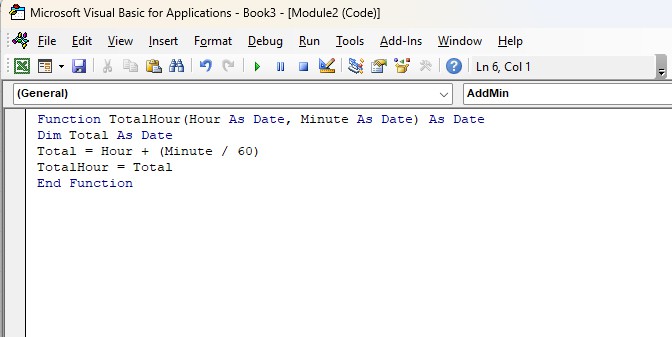 Add Minutes to hours VBA