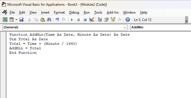 Add Minutes to time VBA