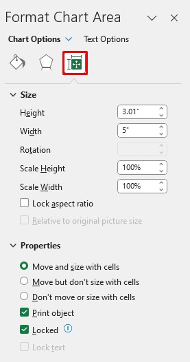 Change Size and Properties Excel