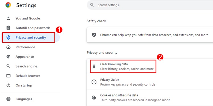 Chrome Clear Browsing Data