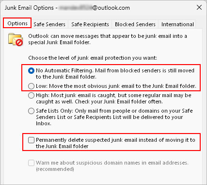 Configure-junk-email-filter-options-Outlook