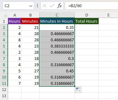 Convert Minutes in Hours