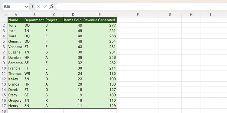 Data Table