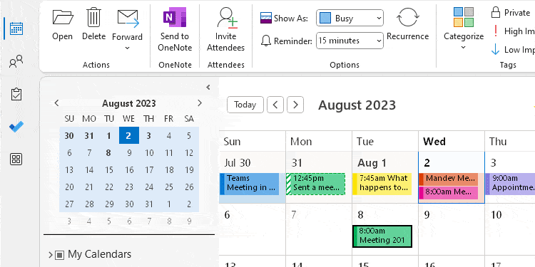 Drag calendar event to Tasks icon