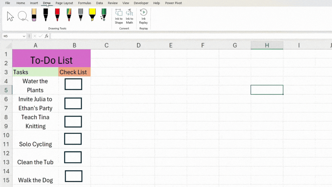 Draw in Excel