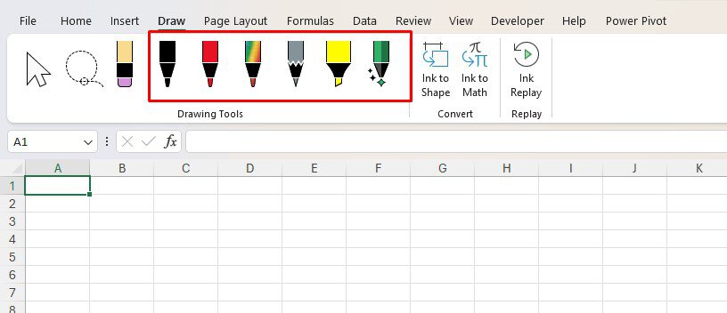 Drawing Tools in Excel