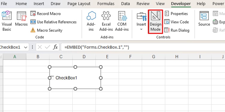 Exit Design Mode in Excel