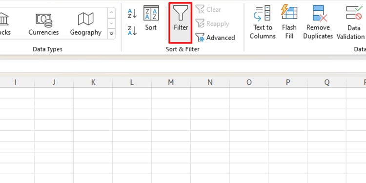 Filter Option Excel