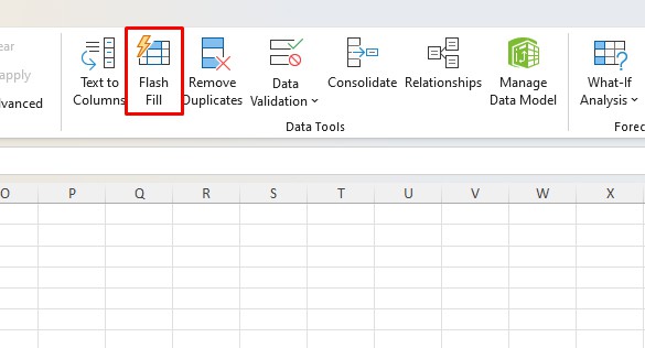 Flash Fill in Excel ribbon