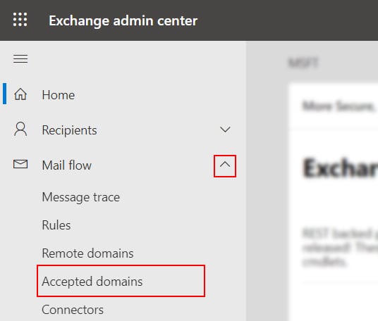 Microsoft-Exchange-Mail-flow-Accepted-Domains