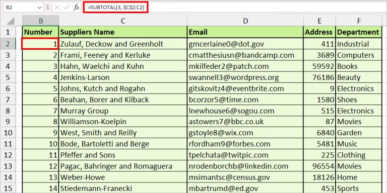 How to Number Rows in Excel