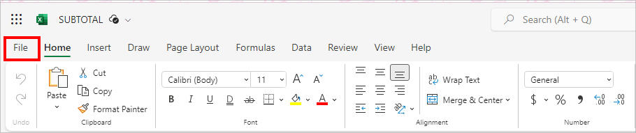 Open a Workbook and Click on File Tab