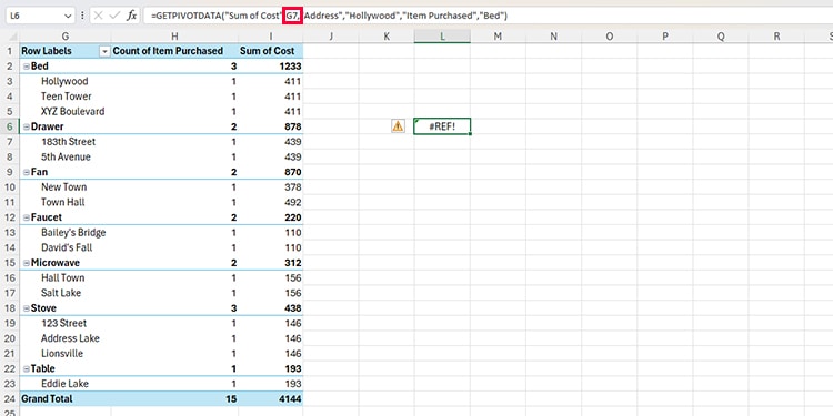 REF Error Excel