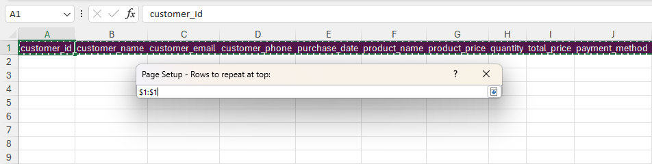 Reference Top Row Excel