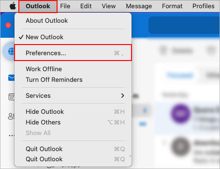 Select-Preferences-option-Outlook-Mac
