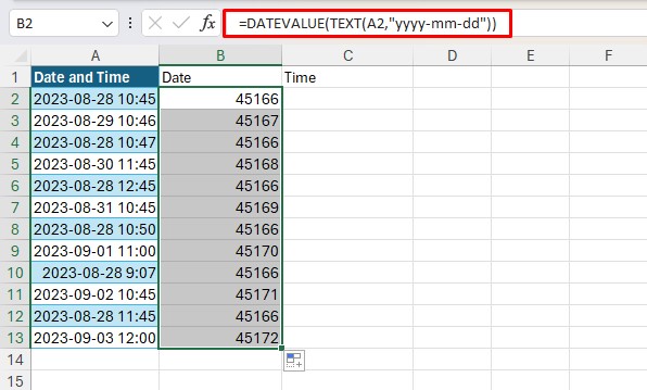 Use DATEVALUE and TEXT function in Excel