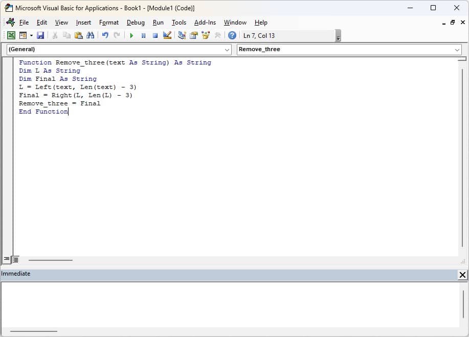 VBA to remove first three characters from left and right