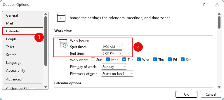 change-work-hours-in-Outlook-desktop-Windows